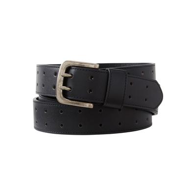 Men's Big & Tall Double Prong Belt by KingSize in Black (Size 72/74)