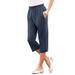 Plus Size Women's Soft Knit Capri Pant by Roaman's in Navy (Size 5X)