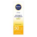 NIVEA UV Gesicht LSF50 Q10 Anti-Age & Anti-Pigment 0% Weiße Rückstände (50ml), Q10 Gesicht Sonnencreme, UV Gesichtscreme Anti Aging Creme mit LSF50
