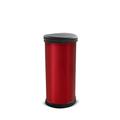 Curver Metal Effect 70% Recycled Kitchen Accessories One Touch Deco Bin, Red, 40 Litre