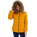 BELLIVERA Women Quilted Lightweight Puffer Jacket, Winter Warm Short Hood Padded Coat with Fur Collar 7695 Yellow XL