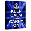 LR Keep Calm Wall Art Canvas Picture Carry On Blue White Union Jack Home Framed Panel Print Ready to Hang