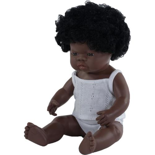 Babypuppe Mädchen, schwarzhaarig, 38 cm