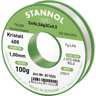 Kristall 600 Fairtin Lötzinn, bleifrei bleifrei Sn96,5Ag3Cu0,5 REL0 100 g 1 mm - Stannol