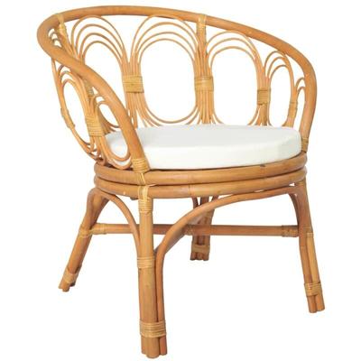 Esszimmerstuhl mit Kissen Hellbraun Rattan Leinen Vidaxl Image