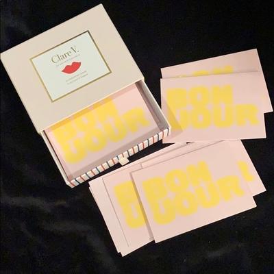 Anthropologie Office | 16 Bonjour Cards By Claire V For Anthropologie | Color: Pink/Yellow | Size: Os