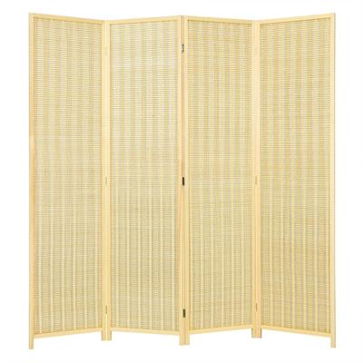 Costway 6 ft 4 Panel Portable Folding Room Divider Screen-Natural