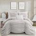 Ruching Ticking Stripe Comforter Gray 3Pcs Set Full/Queen - Lush Decor 16T004648