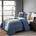 Shelly Stripe Quilt Navy/Orange 2Pc Set Twin - Lush Decor 16T005436