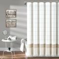 Stripe Yarn Dyed Tassel Fringe Woven Cotton Shower Curtain Taupe Single 72X72 - Lush Decor 16T005477
