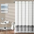Stripe Yarn Dyed Tassel Fringe Woven Cotton Shower Curtain Gray Single 72X72 - Lush Decor 16T005476