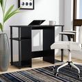 Ebern Designs Lansing Desk Wood in Black | 28.58 H x 38.39 W x 15.55 D in | Wayfair 51703773440C492EB3058E45E6080ECC