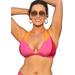 Plus Size Women's Romancer Colorblock Halter Triangle Bikini Top by Swimsuits For All in Pink Orange (Size 24)