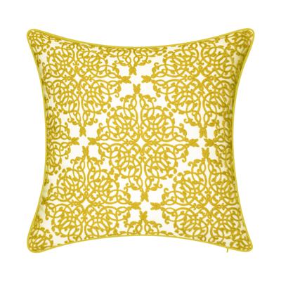 Indoor & Outdoor Embroidered Lace Decorative Pillow by Levinsohn Textiles in Citron