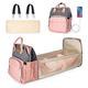 Baby Changing Bag, POYET Baby Nappy Bags ,Baby Diaper Backpack, Multifunctional Mummy Shoulder Bag with Crib Infant Sleeper Lightweight for Outdoor Shopping Camping Travel-Pink and Grey