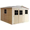 Abri de Jardin en Bois 9 m² - extérieur H226 x 324 x 316 cm - avec sol imprégné Timbela M335+M335G