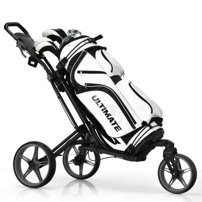 Costway Folding Golf Push Cart with Scoreboard Adjustable Handle Swivel Wheel-Gray