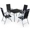 Set di Mobili da Giardino 4 sedie con Tavolo 90x90cm Alluminio Pieghevole Moderno Mobili da