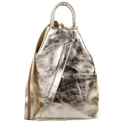 Primo Sacchi Ladies Italian Leather Metallic Gold Top Handle Shoulder Bag Rucksack Backpack