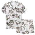 Amorbella Womens Summer Bamboo Button Down/Up Short Sleeve Jammies Shorts Set(Floral,Medium)