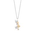 Jewelili Enchanted Disney Fine Jewelry 14K Yellow Gold over Sterling Silver with 1/6 CTTW Tinker Bell Pendant Necklace, Metal, white-diamond