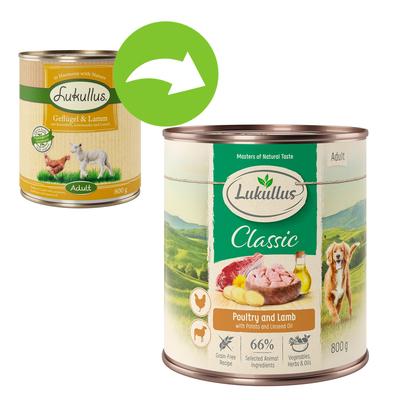 Sparpaket: 24 x 800 g Lukullus Hundenassfutter in verschiedenen Sorten