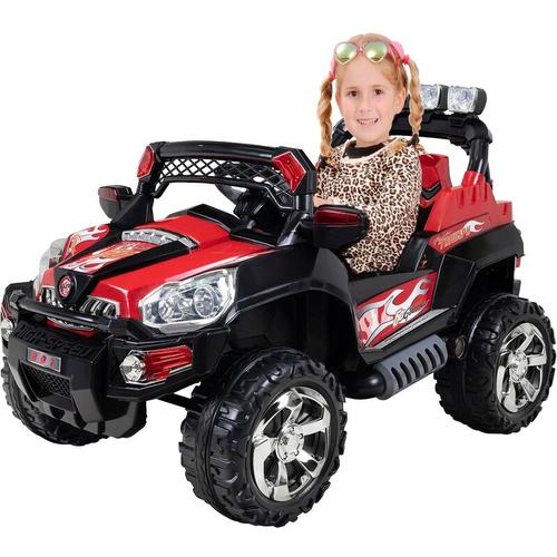 Kinder Elektro Jeep 801 Kinderauto Elektrofahrzeug Kinderfahrzeug Spielzeug (Schwarz Rot)