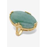 Women's Yellow Gold Plated Genuine Green Jade Oval Cabochon Ring by PalmBeach Jewelry in Jade (Size 7)