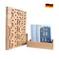 SumBlox Mini (basic set) - 80 mini wooden building blocks made of solid beech - premium number building blocks Montessori toy - with 80 activity cards in German to promote playful learning.