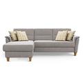 CAVADORE Schlafsofa Palera / L-Form Polstersofa mit Federkern, Schlaffunktion und Bettkasten / 244 x 89 x 163 / Chenille, Hellgrau