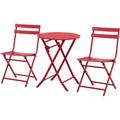 Outsunny - Salon de jardin bistro pliable - table ronde ø 60 cm avec 2 chaises pliantes - métal