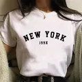 T-shirt pour femme estival et simple avec impression de lettres New York Harajuku hipster 2021