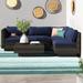 Astoria Grand Hermogenes 3 Piece Rattan Sectional Seating Group w/ Cushions Synthetic Wicker/All - Weather Wicker/Wicker/Rattan | Outdoor Furniture | Wayfair