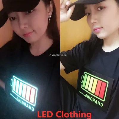 T-shirt Shoous LED Cotillon pour hommes et femmes Vêtements néon Contrôle du son Vêtements