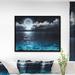 Ivy Bronx Romantic Full Moon Over Sea - Graphic Art Canvas/Metal in Blue/White | 32 H x 42 W x 1.5 D in | Wayfair B14304CCA5244002A03242E57AEA334B