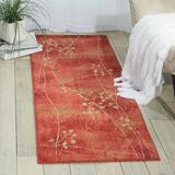 Brown/Red 27 x 0.5 in Area Rug - Lark Manor™ Arnim Floral Flame Red/Brown Area Rug Polyester | 27 W x 0.5 D in | Wayfair