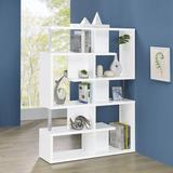 Mercury Row® Sullins 5-tier Geometric Bookcase Wood in White | 63.25 H x 47.25 W x 11.5 D in | Wayfair WADL1607 25471565