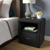 Latitude Run® Inlet Faux Leather Nightstand-Pre Assembled Low Profile End Table Wood/Upholstered in Black | 21 H x 18.9 W x 16 D in | Wayfair