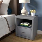 Latitude Run® Inlet Faux Leather Nightstand-Pre Assembled Low Profile End Table Wood/Upholstered in Gray | 21 H x 18.9 W x 16 D in | Wayfair