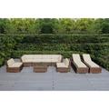 Orren Ellis Barna 9 Piece Rattan Sectional Seating Group w/ Cushions - No Assembly Synthetic Wicker/Wicker/Rattan in Brown | Outdoor Furniture | Wayfair