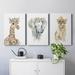 Indigo Safari Savannah Lion Cub - 3 Piece Wrapped Canvas Painting Print Set on Canvas Canvas, Solid Wood in White | 36 H x 24 W x 1 D in | Wayfair