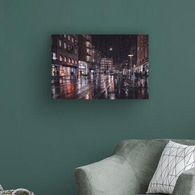 Ebern Designs Bahnhofstrasse by C.S. Tjandra - Wrapped Canvas Photograph Print Canvas, Wood in Black/Gray | 12 H x 19 W x 2 D in | Wayfair