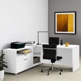 Ivy Bronx Idael Reversible L-Shape Executive Desk Wood in White | 29.8 H x 71.1 W x 71.1 D in | Wayfair C051ED879A504FFDA6D4DCFD0AE636A6