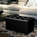 Fleur De Lis Living Gillingham 29.91" Wide Faux Leather Tufted Rectangle Storage Ottoman Faux Leather/Scratch/Tear Resistant in Black | Wayfair