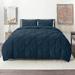 George Oliver Fairview Pinch Pleat Duvet Cover Set Microfiber in Blue/Navy | Cal. King Duvet Cover + 2 Standard Pillowcases | Wayfair