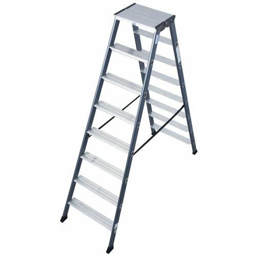 Krause MONTO Stufen-DoppelLeiter SePro D eloxiert 2×8 Stufen