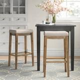 Lark Manor™ Arlyce Counter & Bar Solid Wood Backless Stool w/ Seat Wood/Upholstered in Brown | 26.5 H x 14.125 D in | Wayfair