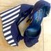 Jessica Simpson Shoes | Jessica Simpson Navy And White Platform Wedges | Color: White | Size: 6.5