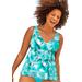 Plus Size Women's V-Neck Flowy Tankini Top by Swimsuits For All in Tropical Palm (Size 18)