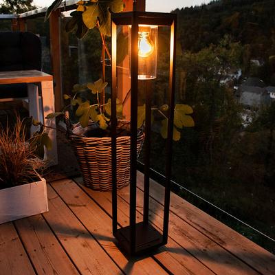 Alu Steh Lampe schwarz Außen Beleuchtung Terrassen Strahler Garten Laterne Hof Leuchte